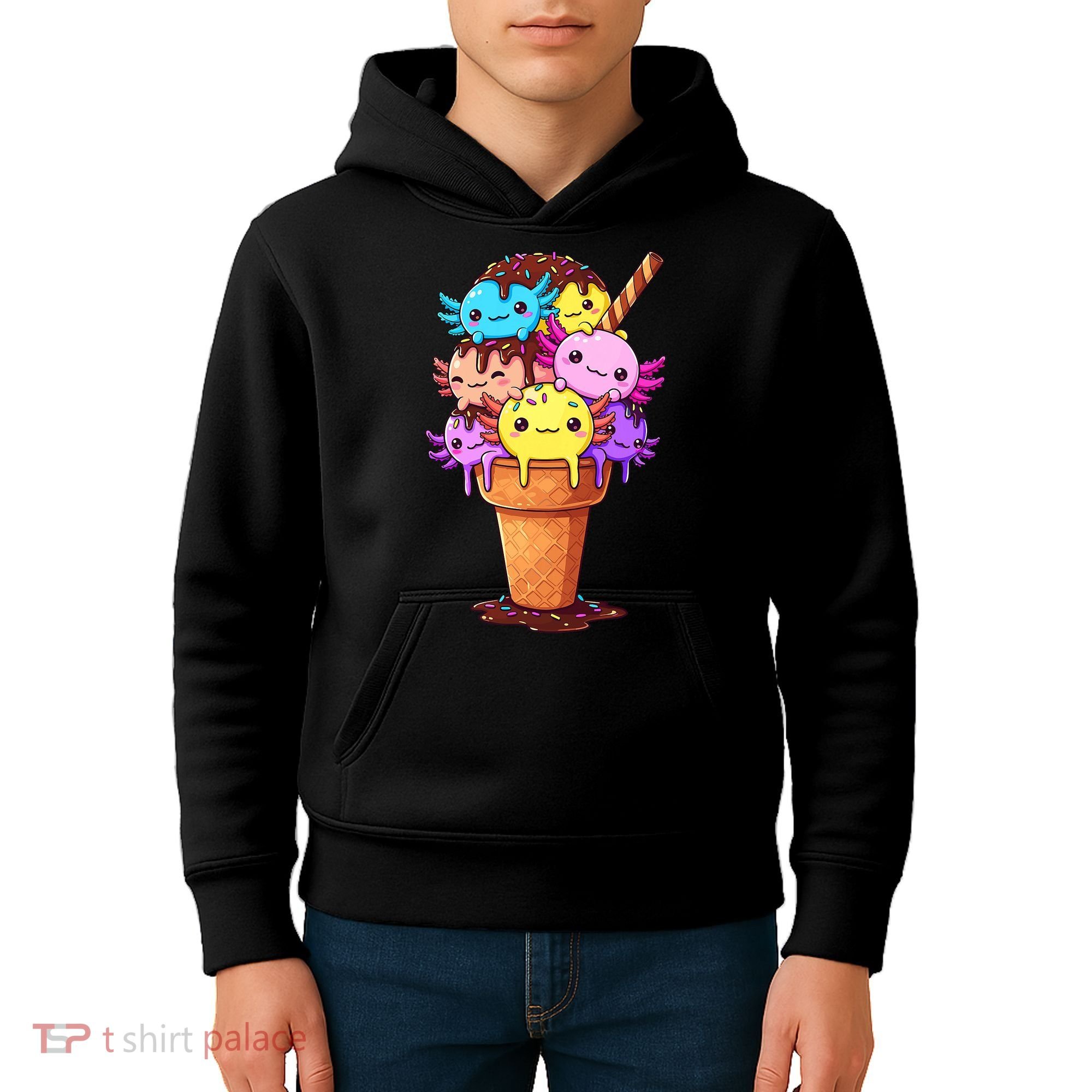 Axolotls Ice Cream Funny Axolotl Kids Hoodie