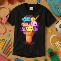 Axolotls Ice Cream Funny Axolotl Kids T-Shirt thumb 3