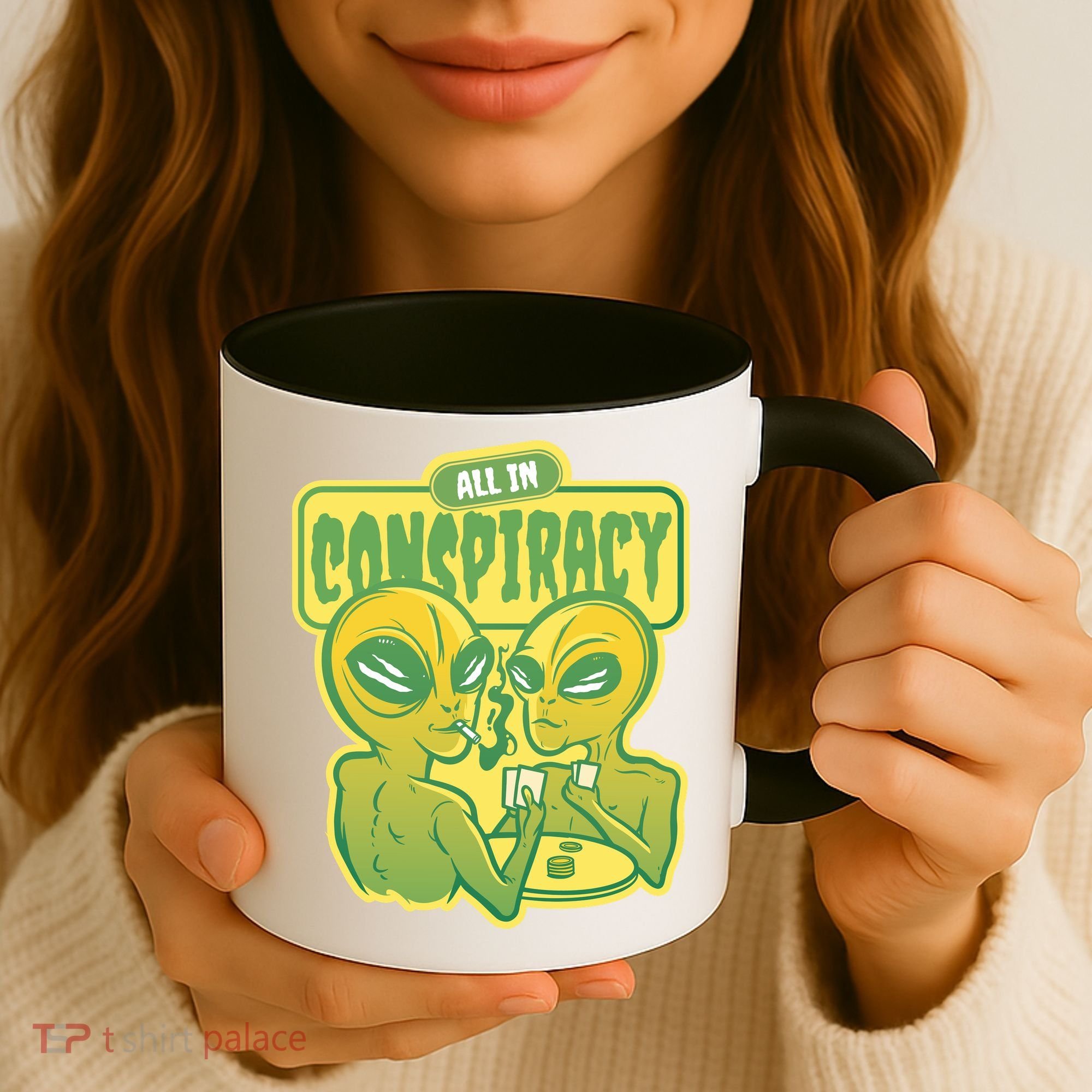 All In Conspiracy Poker Alien Coffee Mug