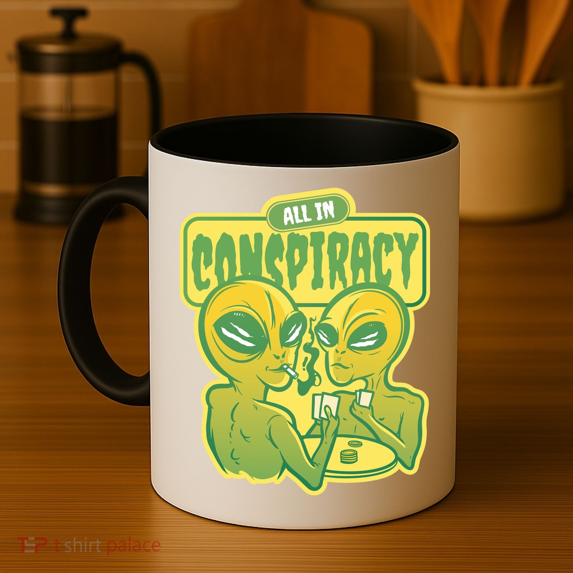 All In Conspiracy Poker Alien Coffee Mug
