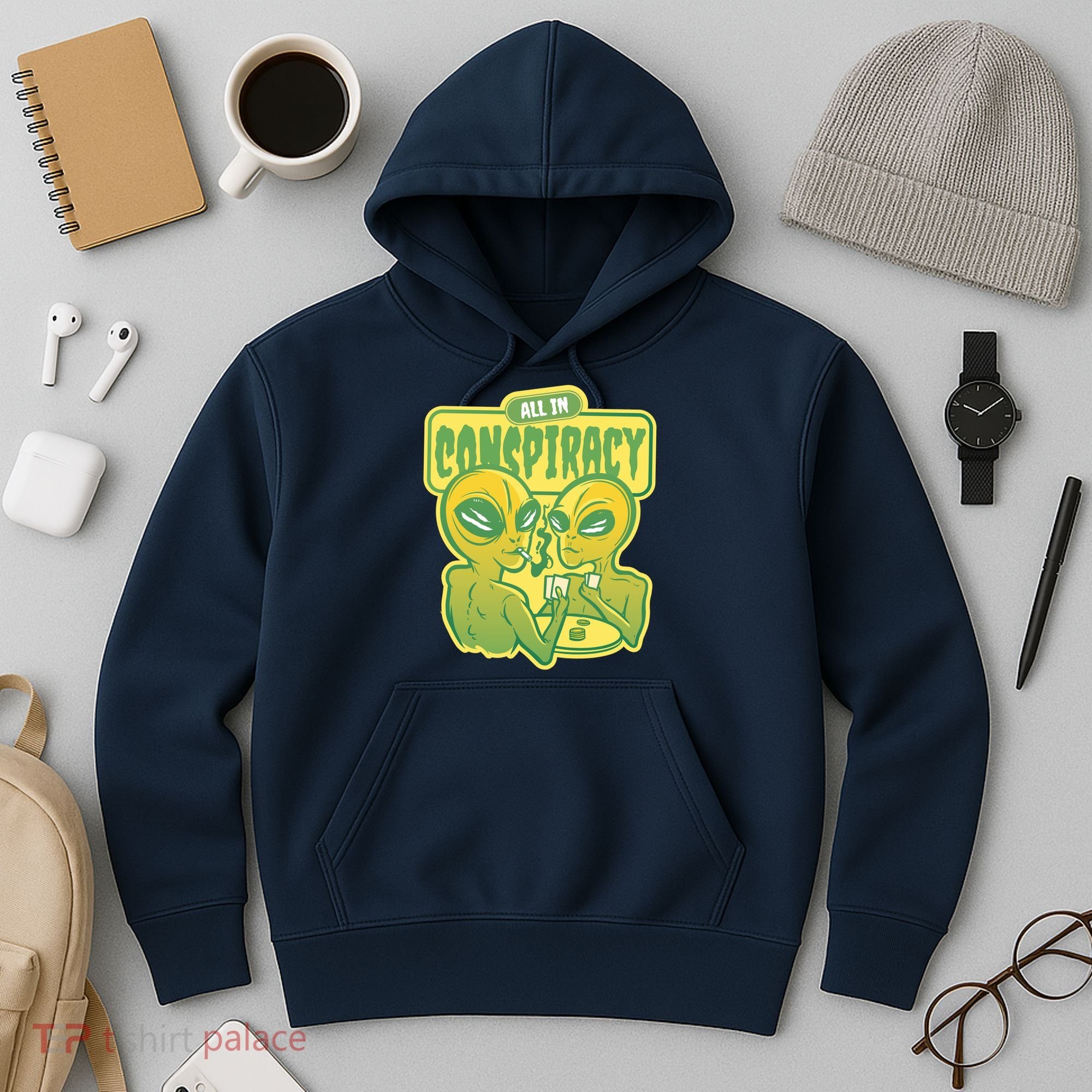 All In Conspiracy Poker Alien Hoodie