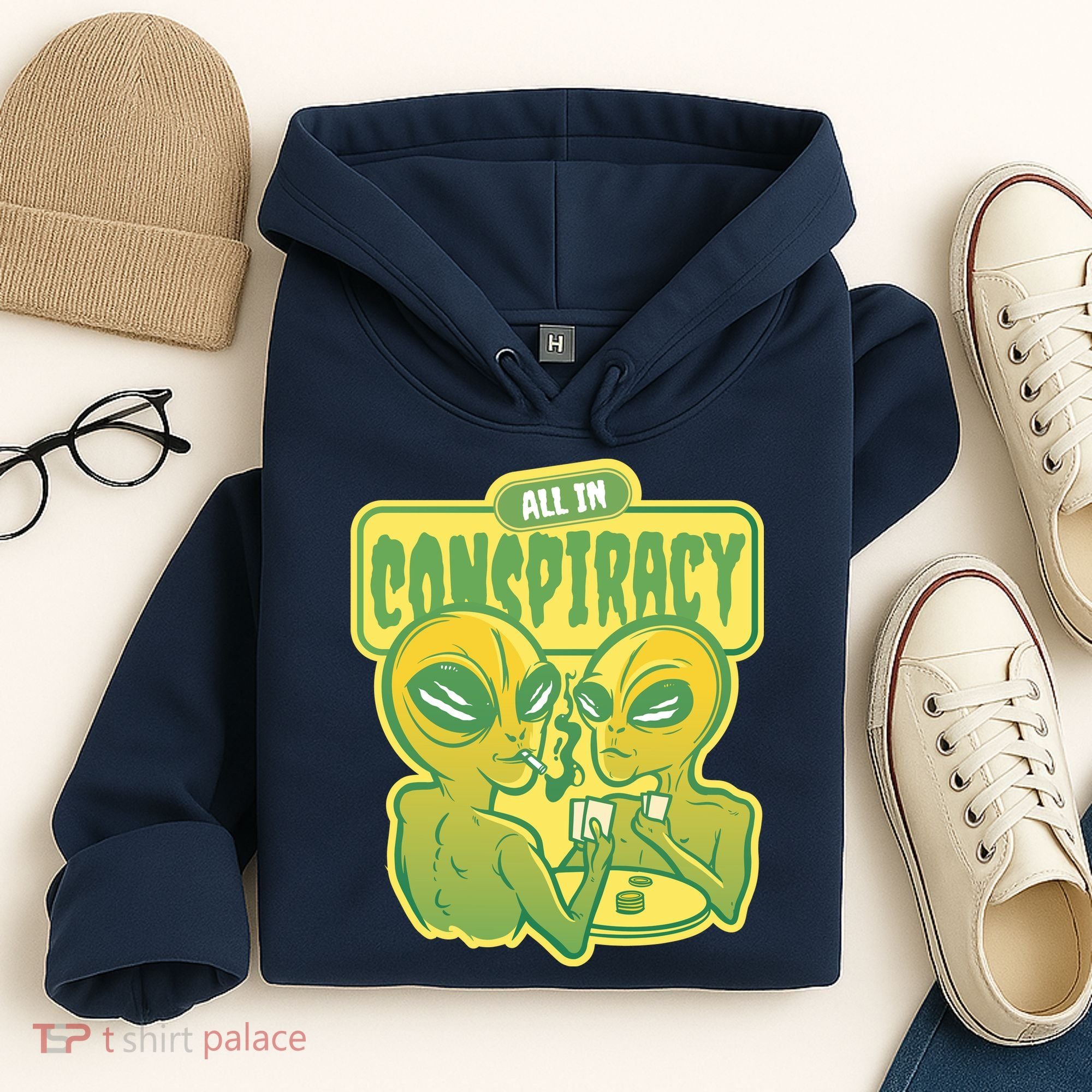 All In Conspiracy Poker Alien Hoodie