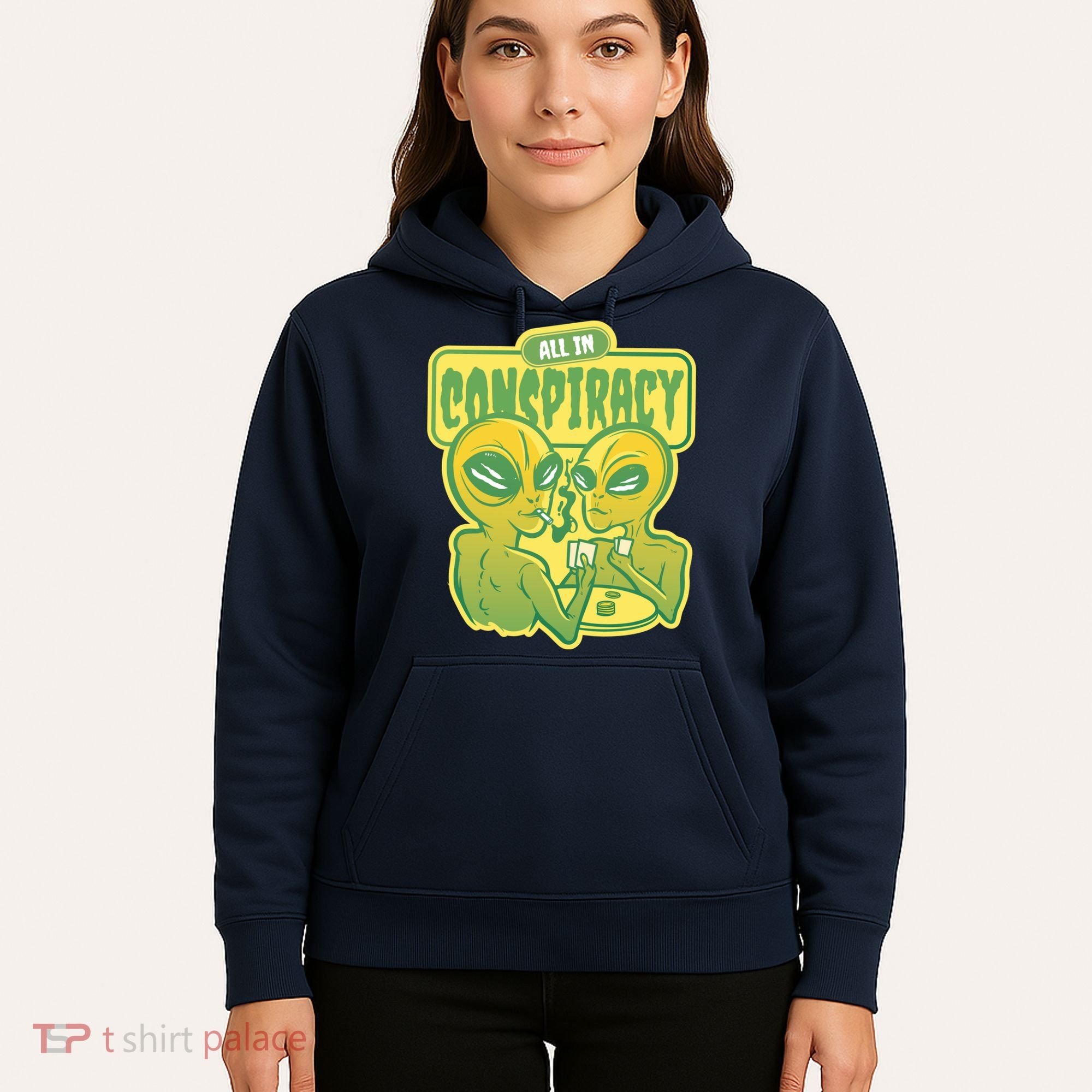 All In Conspiracy Poker Alien Hoodie