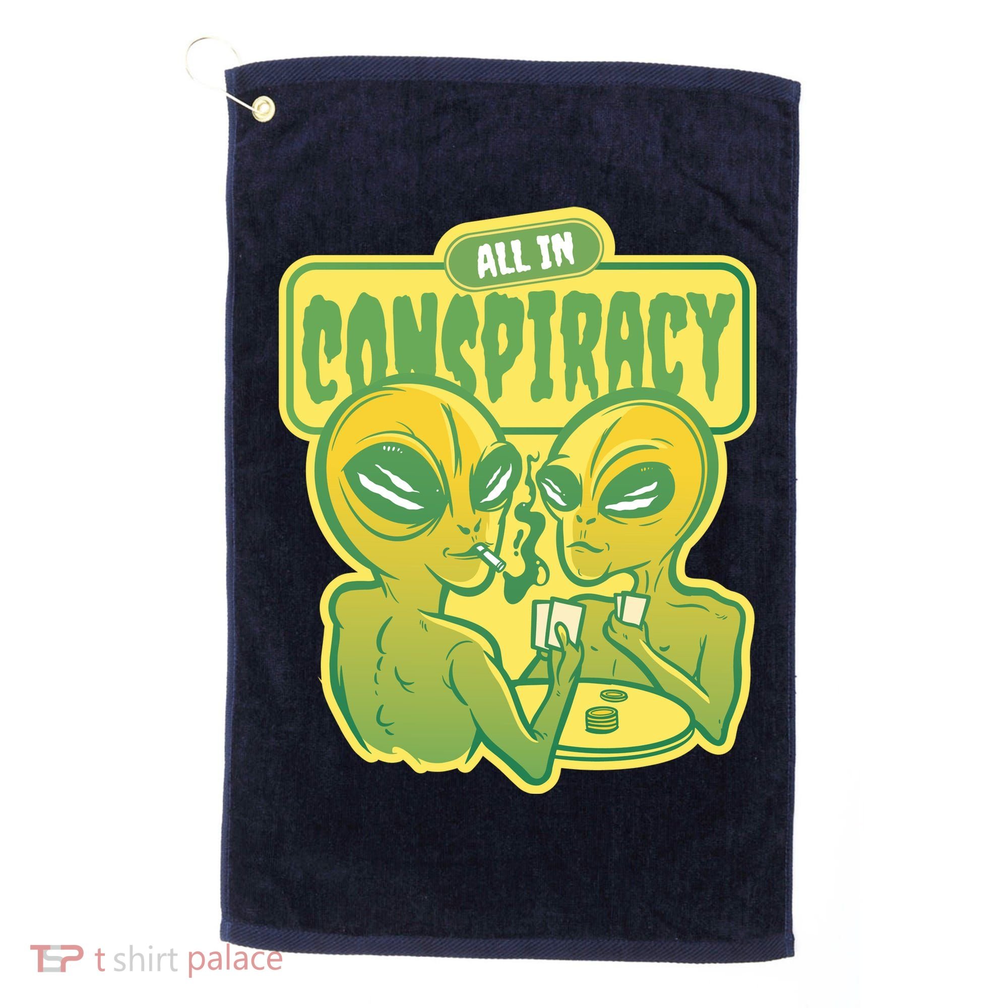 All In Conspiracy Poker Alien Golf Towel