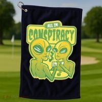 All In Conspiracy Poker Alien Golf Towel thumb 1