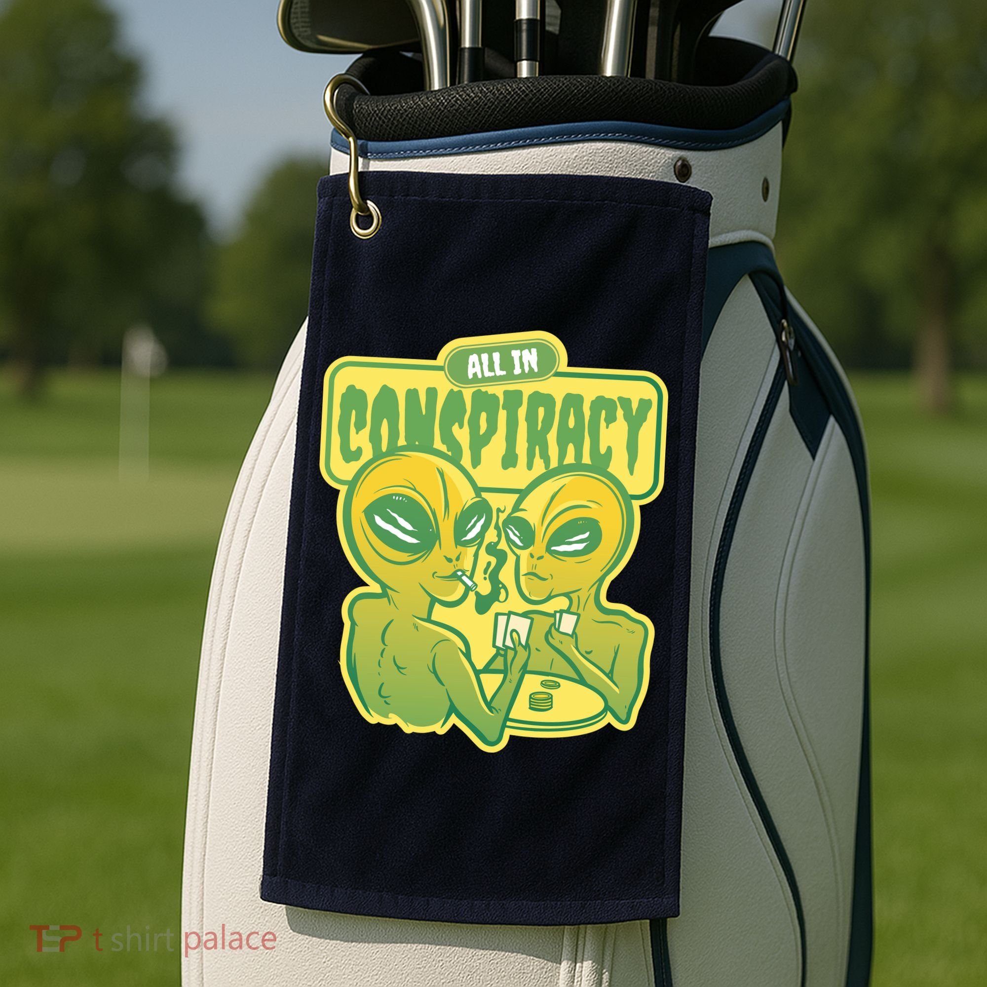 All In Conspiracy Poker Alien Golf Towel