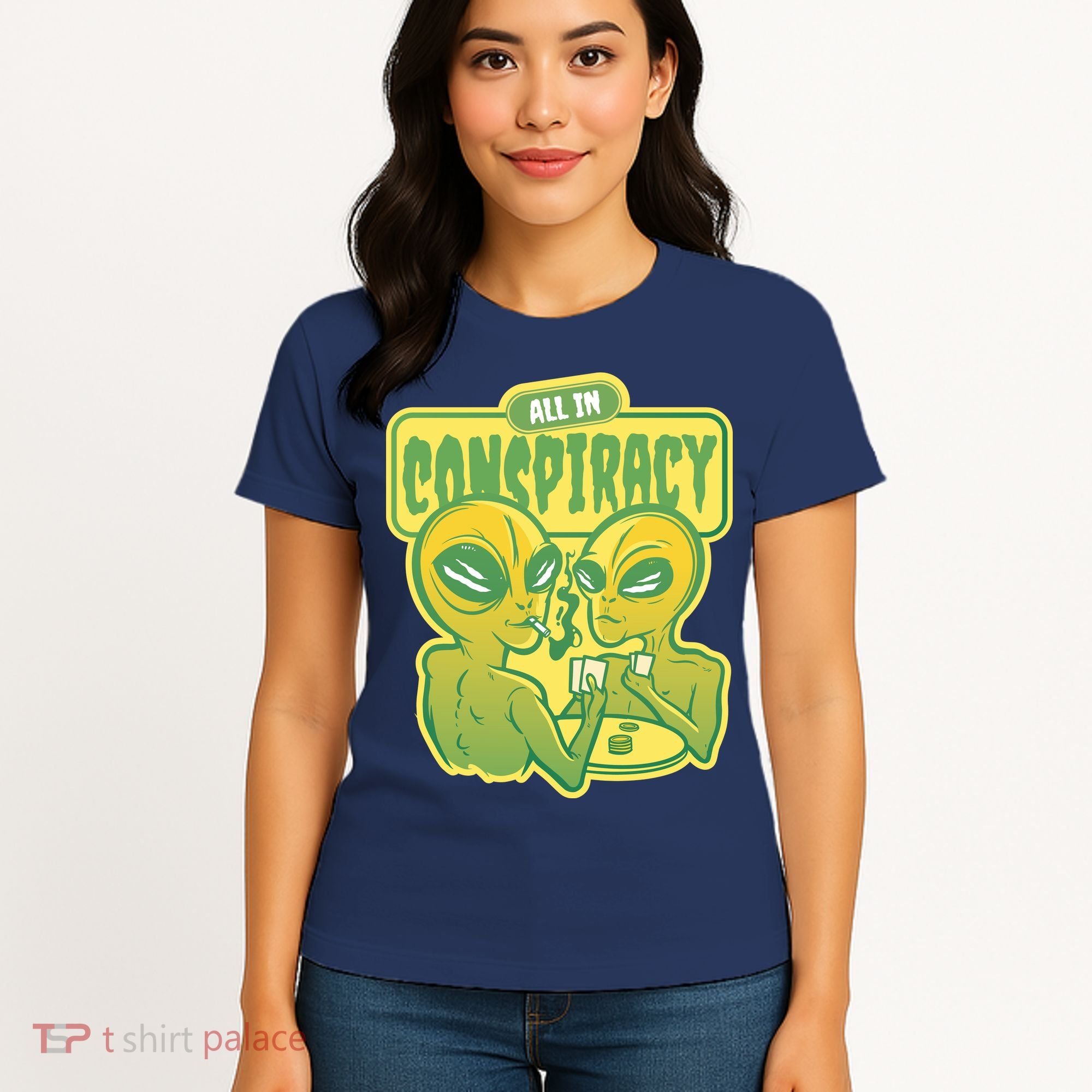 All In Conspiracy Poker Alien Women's T-Shirt
