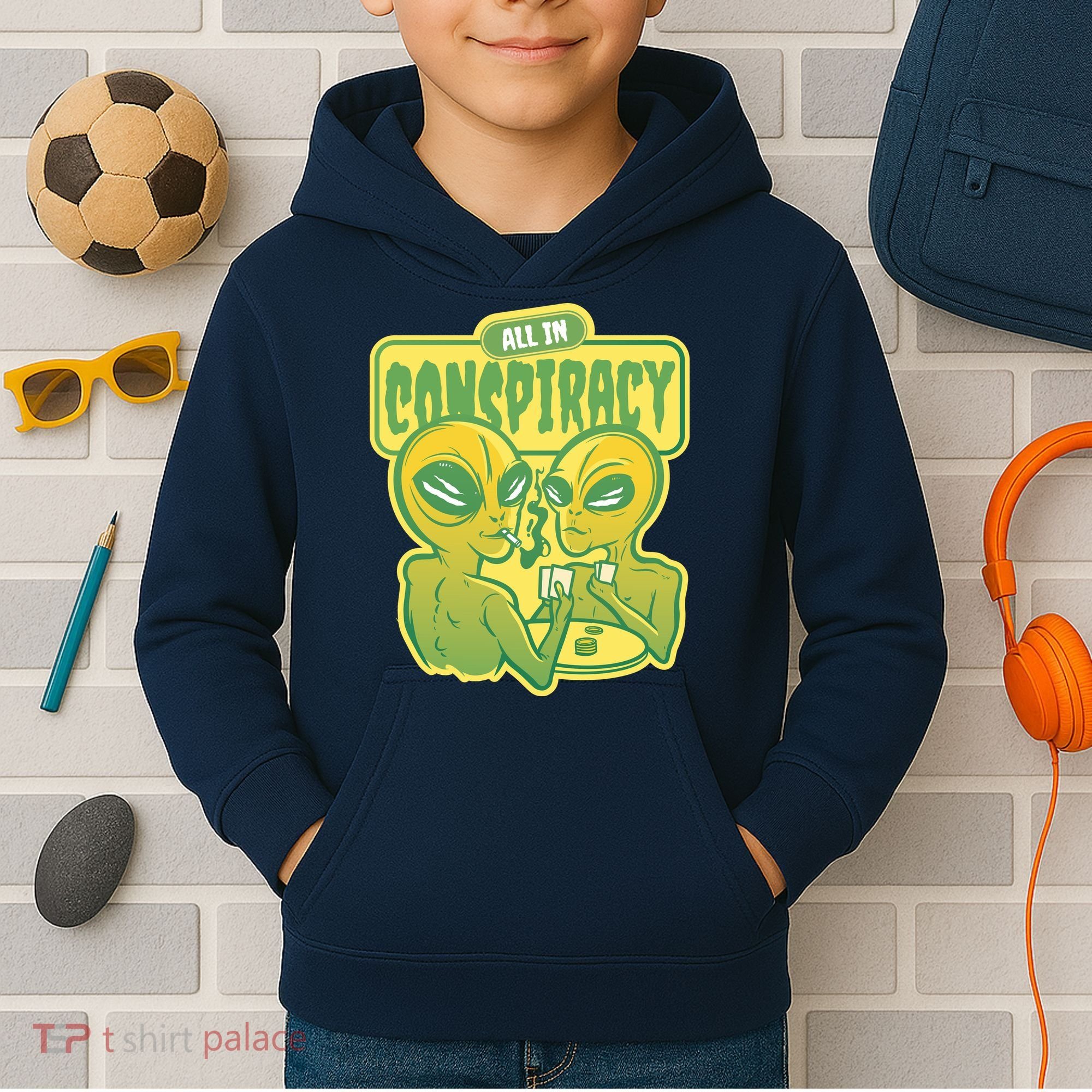 All In Conspiracy Poker Alien Kids Hoodie
