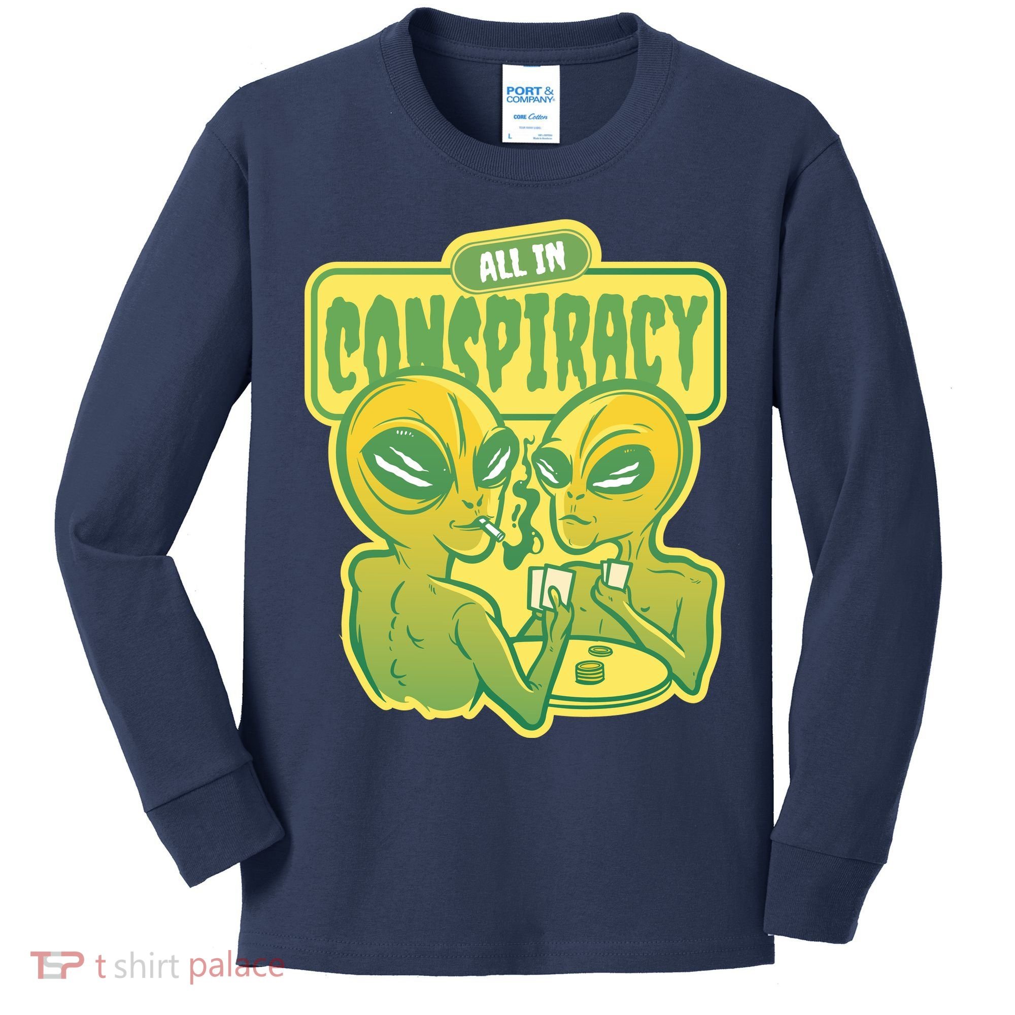 All In Conspiracy Poker Alien Kids Long Sleeve Shirt