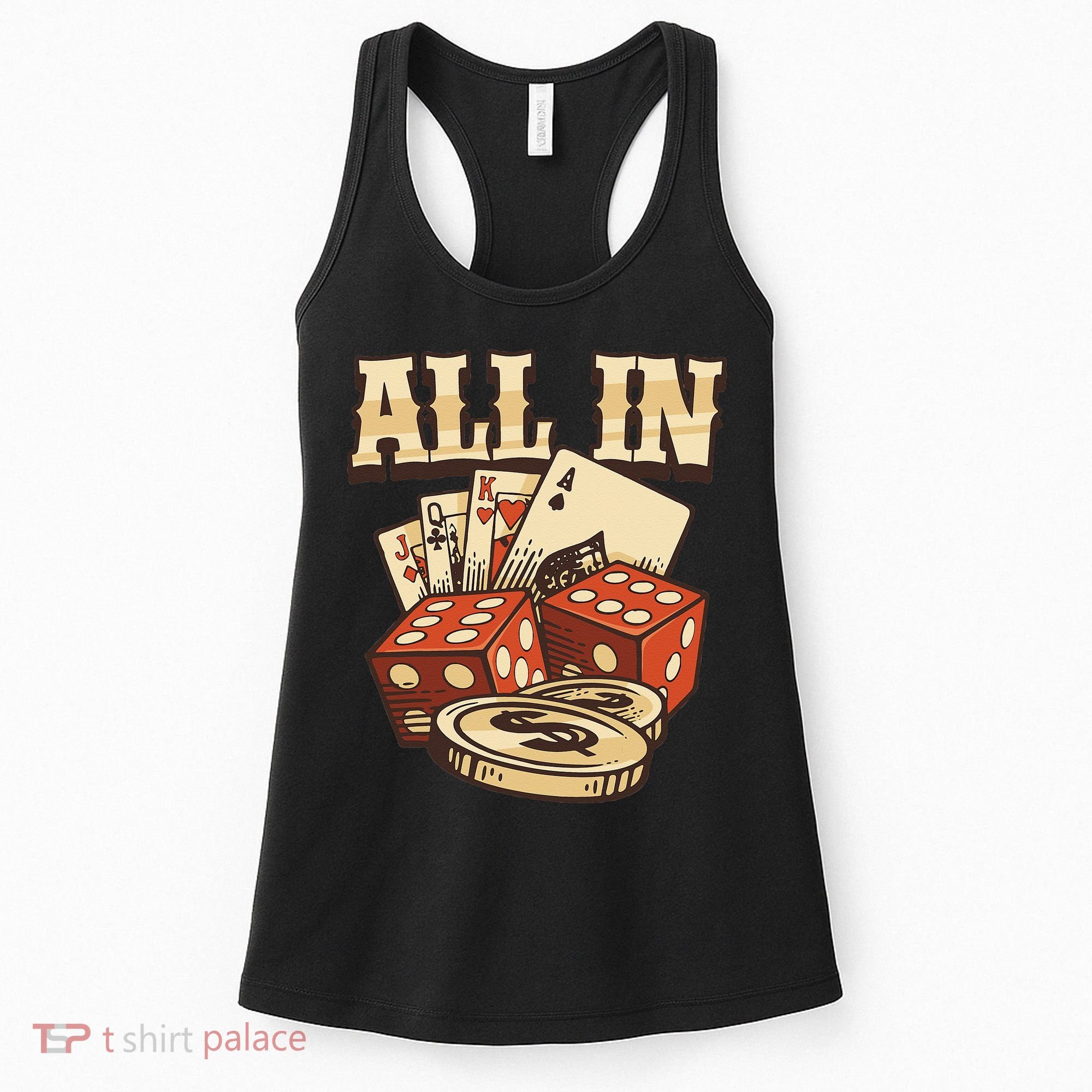 All In Card Game Playing Cards Poker Player Gambling Casino Women's Tank Top
