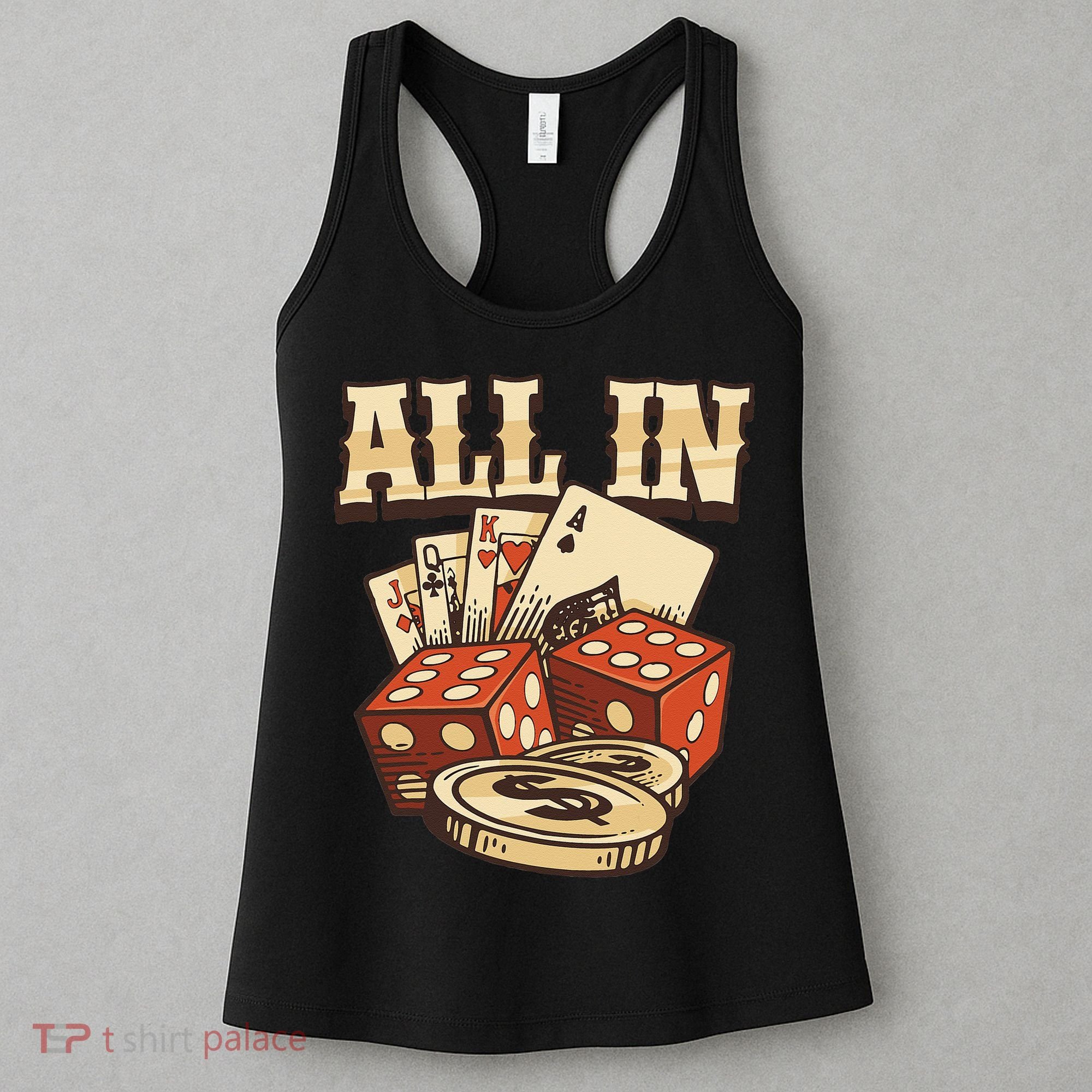 All In Card Game Playing Cards Poker Player Gambling Casino Women's Tank Top