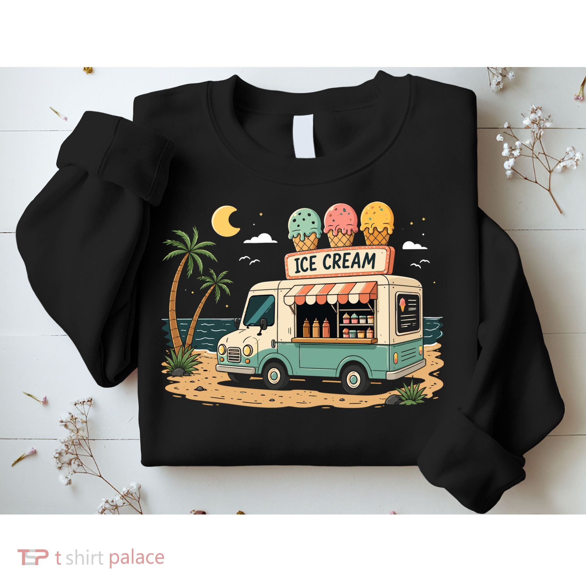 Arcade Ice Cream Truck Retro Summer 1980s Sweatshirt