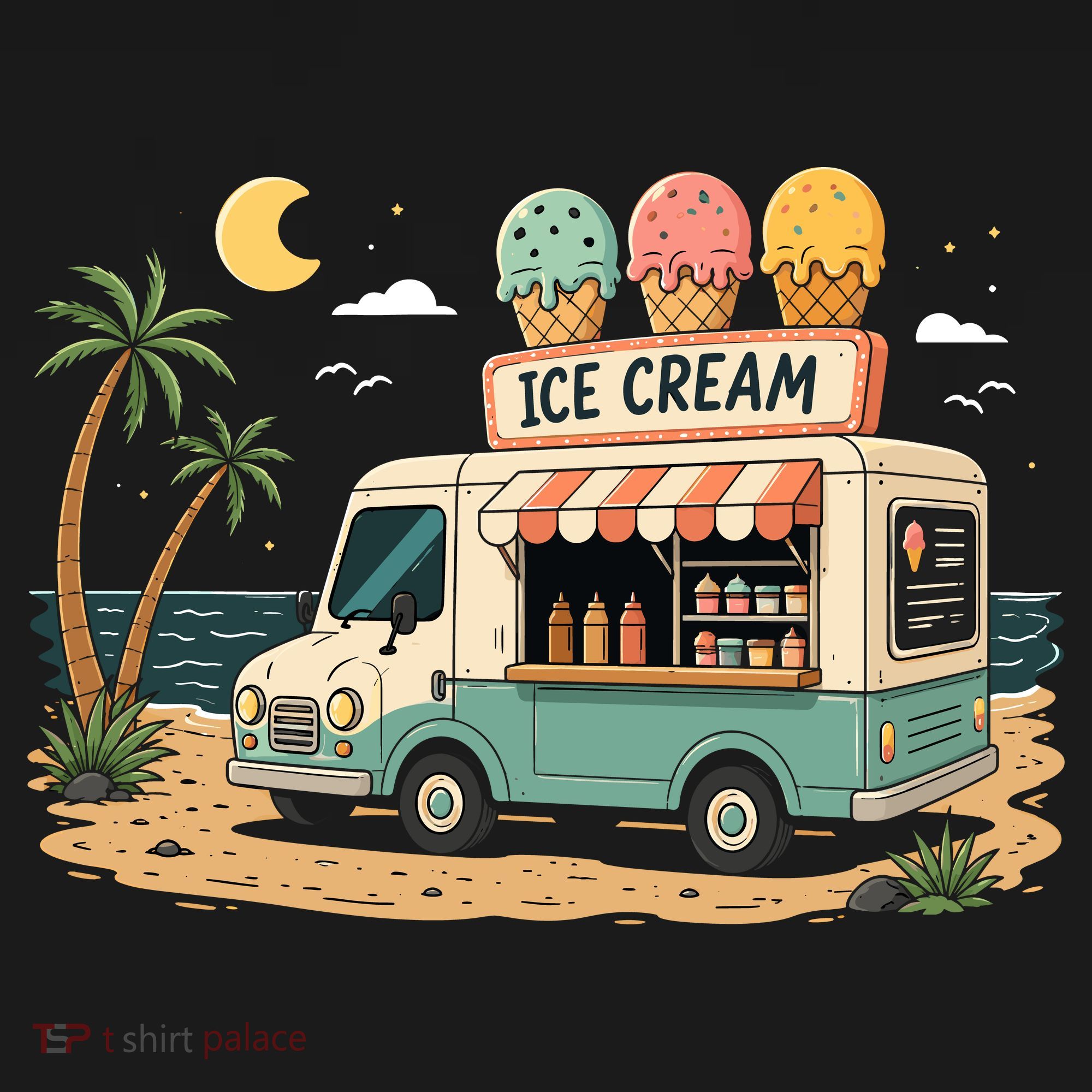 Arcade Ice Cream Truck Retro Summer 1980s Women's Hoodie