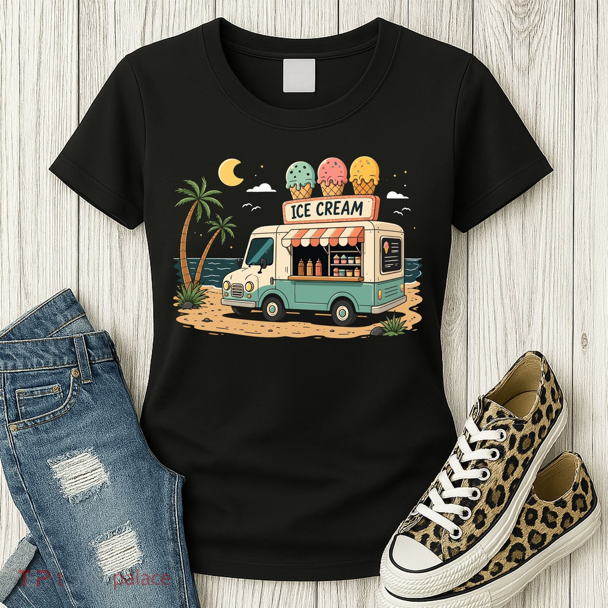 Arcade Ice Cream Truck Retro Summer 1980s Women's T-Shirt