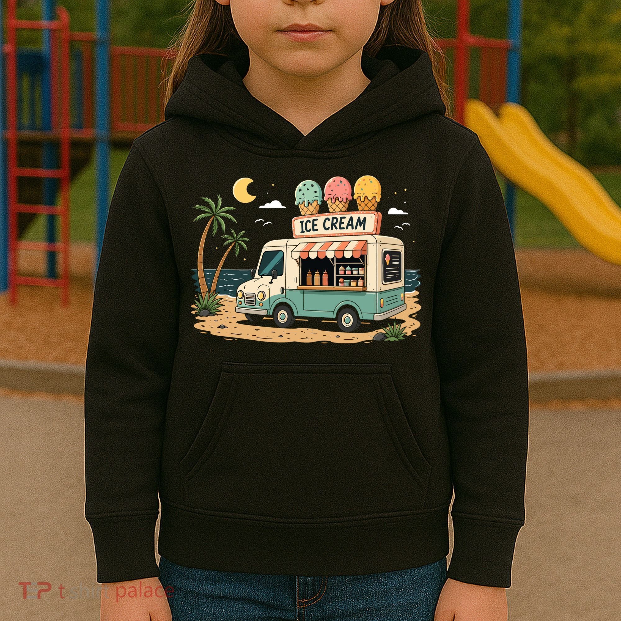 Arcade Ice Cream Truck Retro Summer 1980s Kids Hoodie