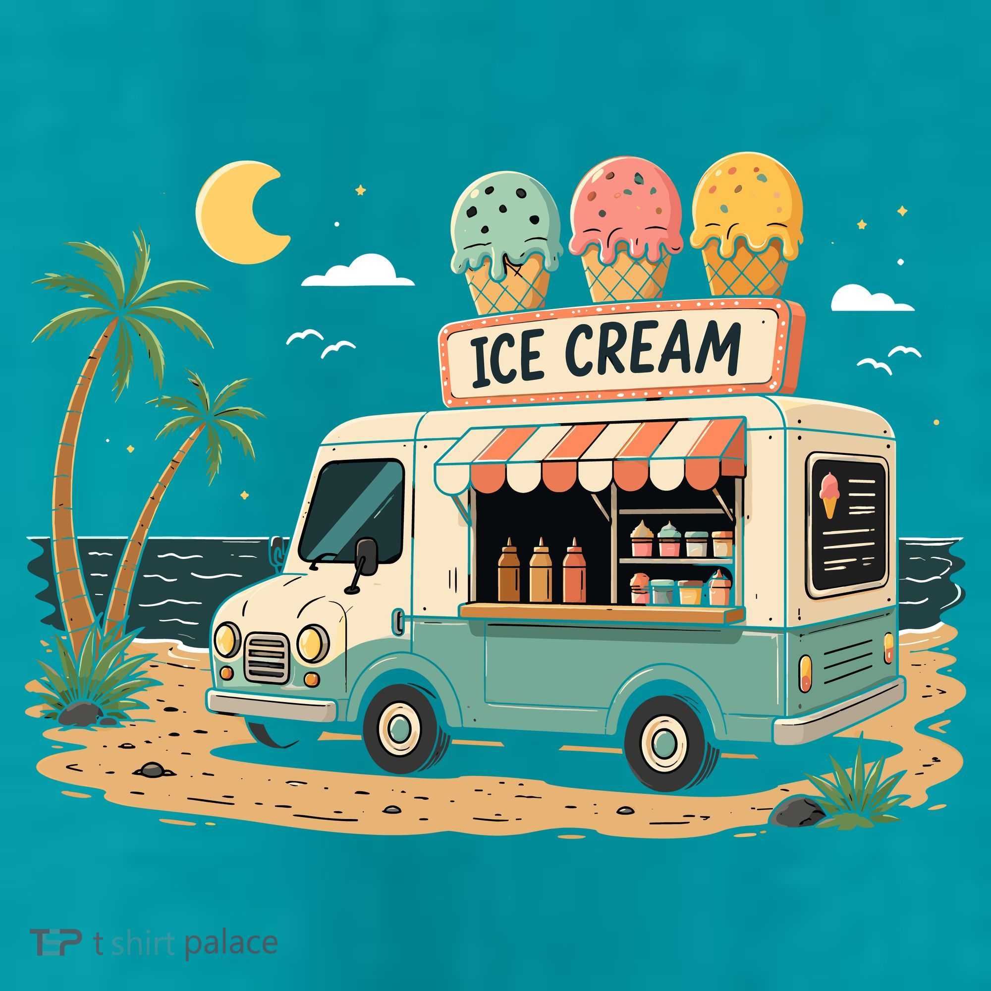 Arcade Ice Cream Truck Retro Summer 1980s T-Shirt