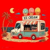Arcade Ice Cream Truck Retro Summer 1980s Santa Hat thumb 1