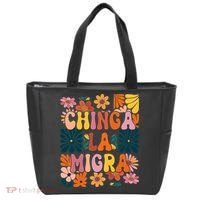 Anti Ice Chinga La Migra Retro Boho Flowers Tote Bag thumb 0