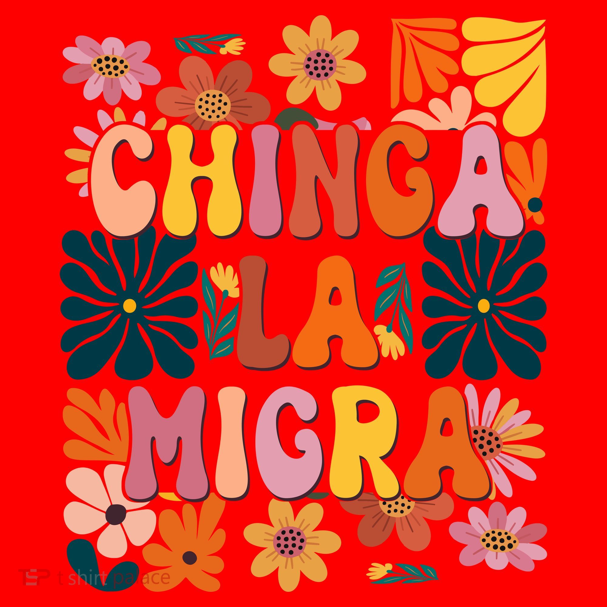 Anti Ice Chinga La Migra Retro Boho Flowers Santa Hat