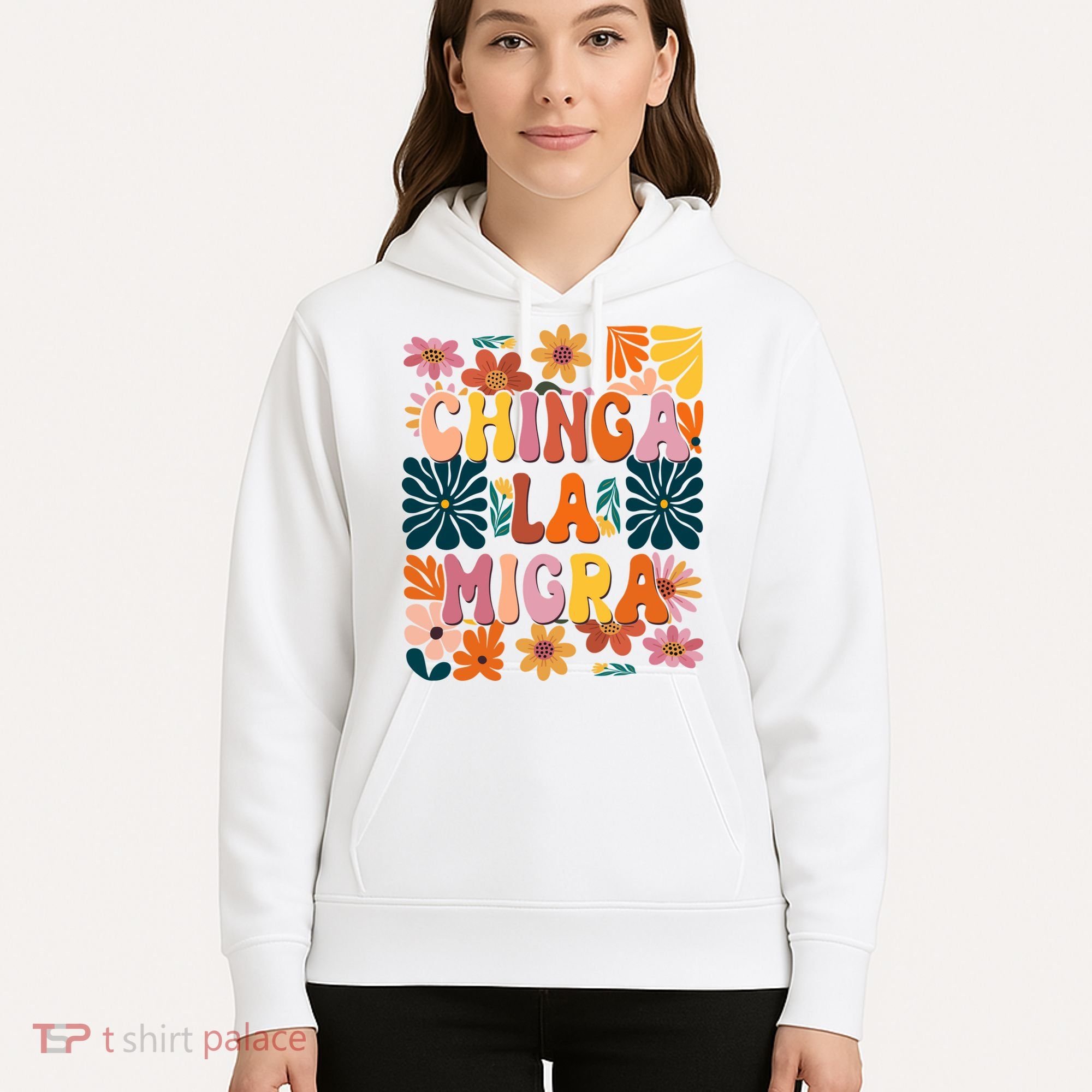 Anti Ice Chinga La Migra Retro Boho Flowers Hoodie
