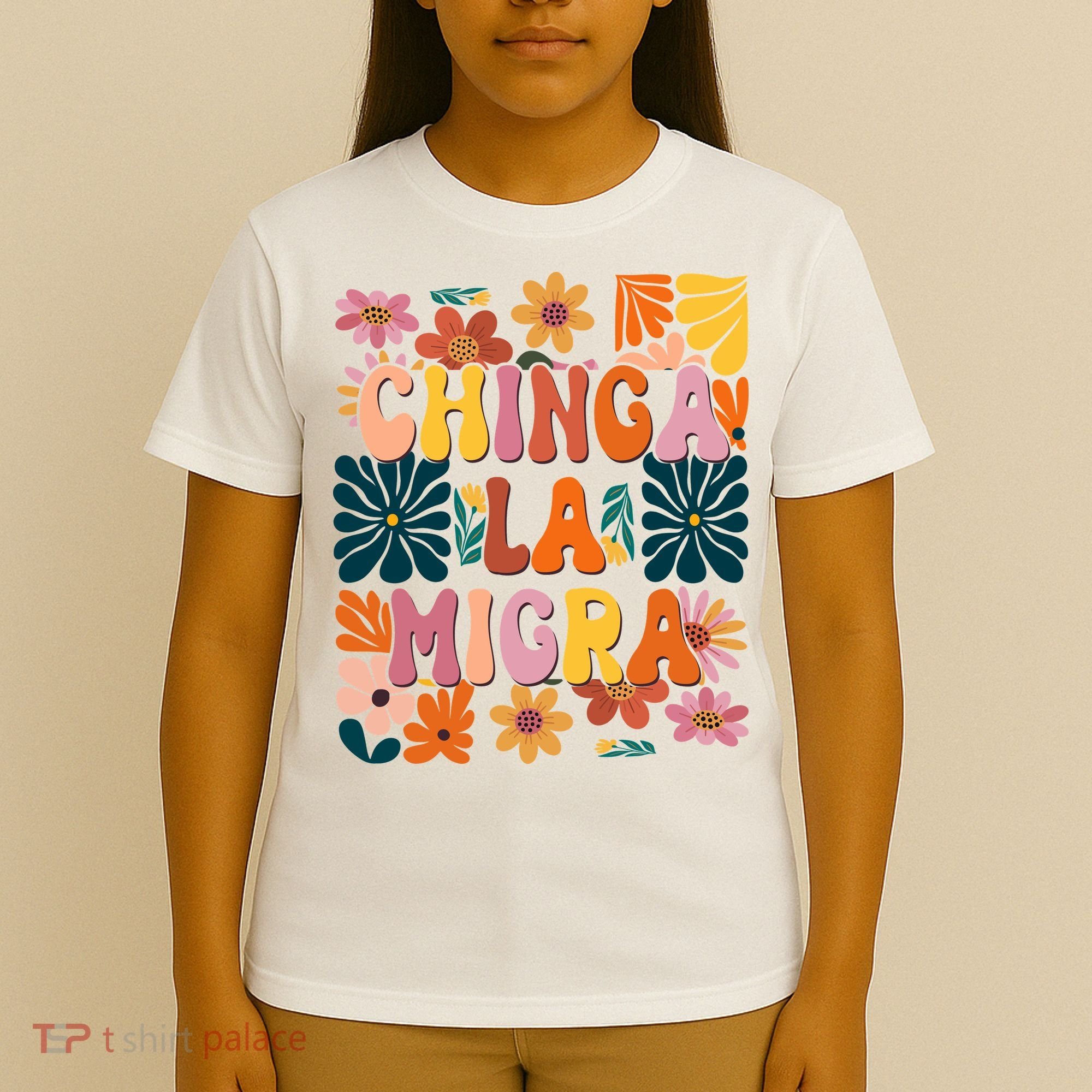 Anti Ice Chinga La Migra Retro Boho Flowers T-Shirt