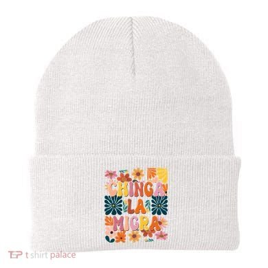Anti Ice Chinga La Migra Retro Boho Flowers Beanie