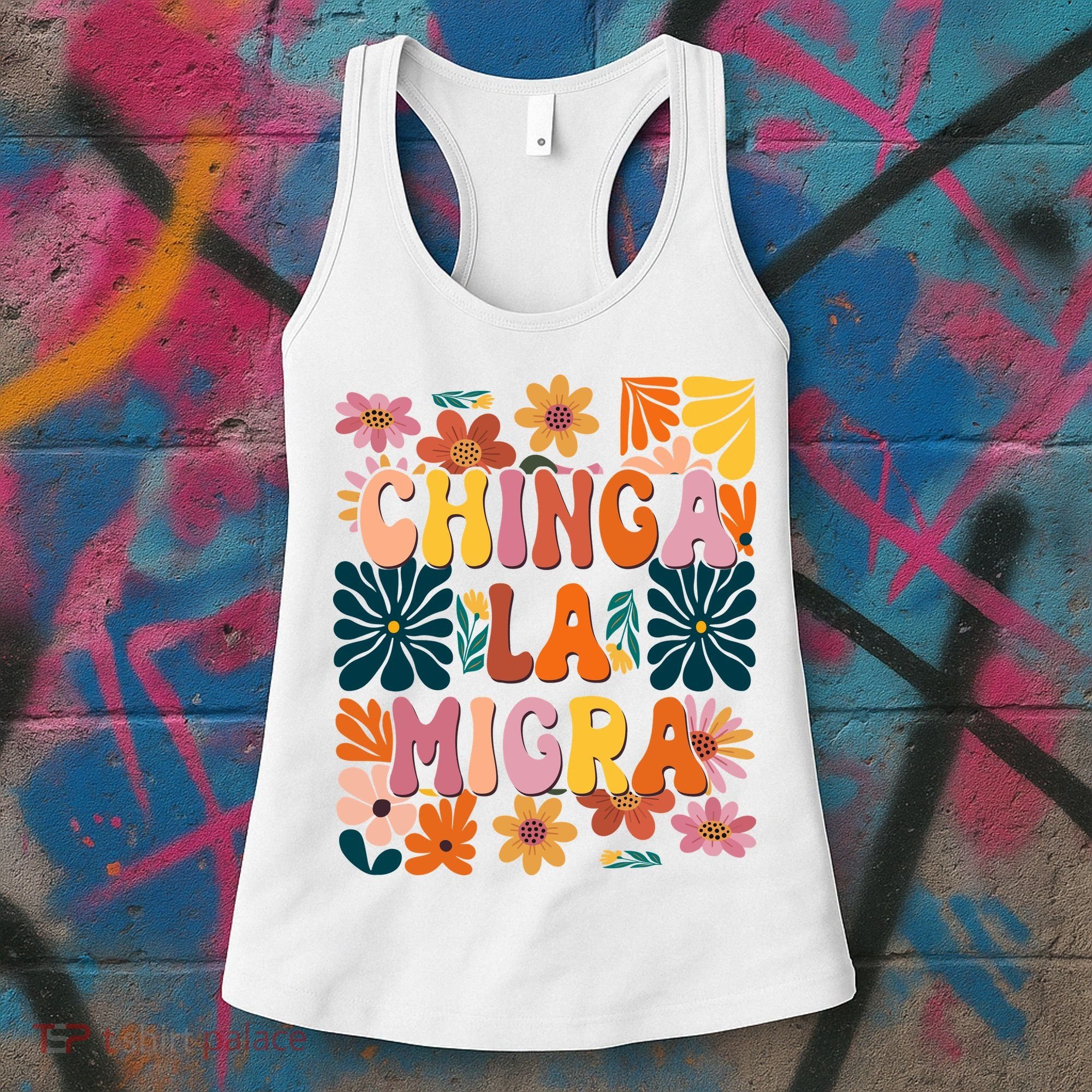 Anti Ice Chinga La Migra Retro Boho Flowers Women's Tank Top