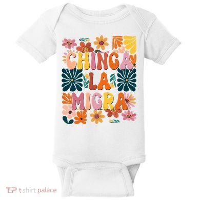 Anti Ice Chinga La Migra Retro Boho Flowers Baby Bodysuit