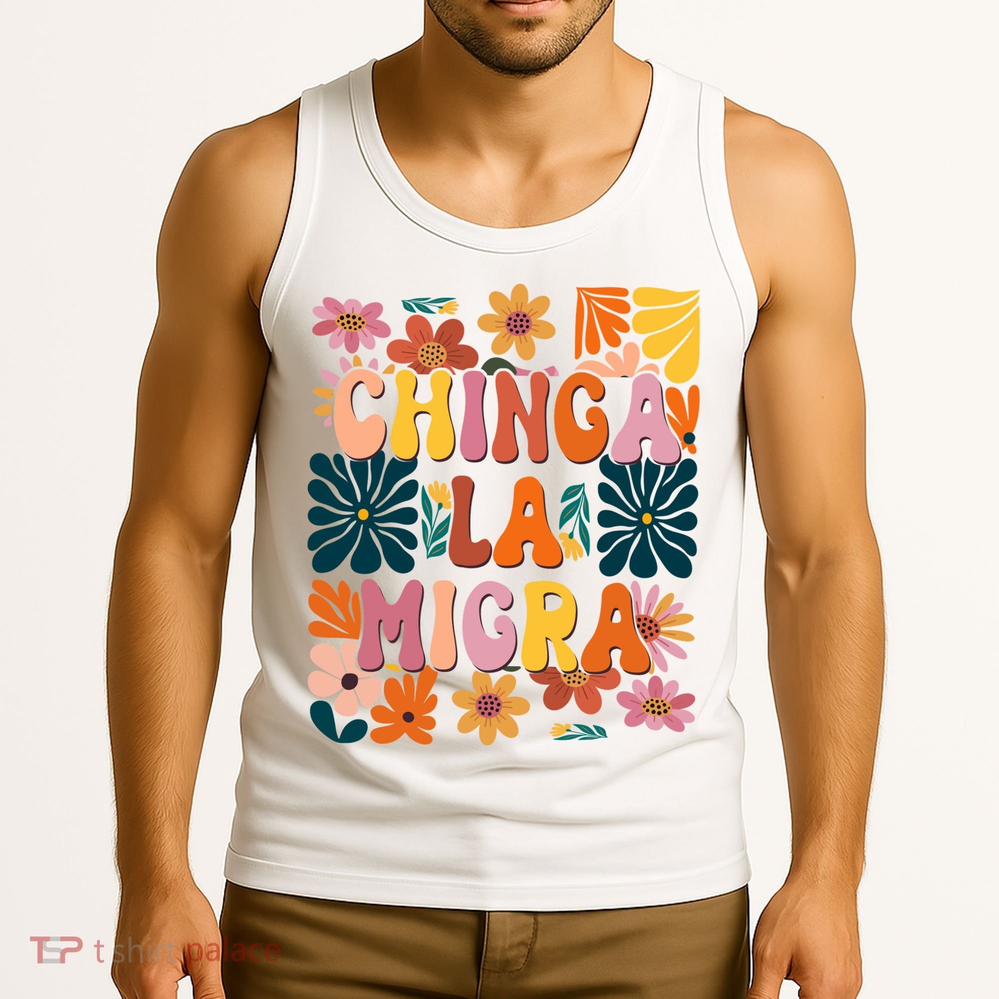 Anti Ice Chinga La Migra Retro Boho Flowers Tank Top