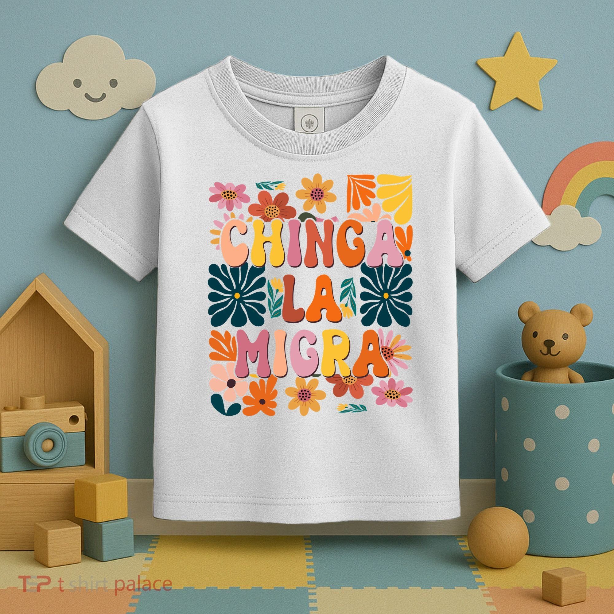 Anti Ice Chinga La Migra Retro Boho Flowers Toddler T-Shirt