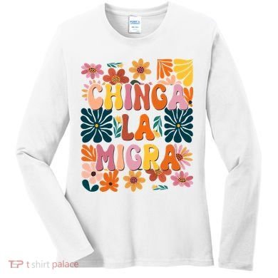 Anti Ice Chinga La Migra Retro Boho Flowers Women's Long Sleeve Shirt