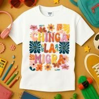 Anti Ice Chinga La Migra Retro Boho Flowers Kids T-Shirt thumb 3