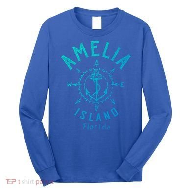 Amelia Island Compass Rose Florida Cute Gift Long Sleeve Shirt