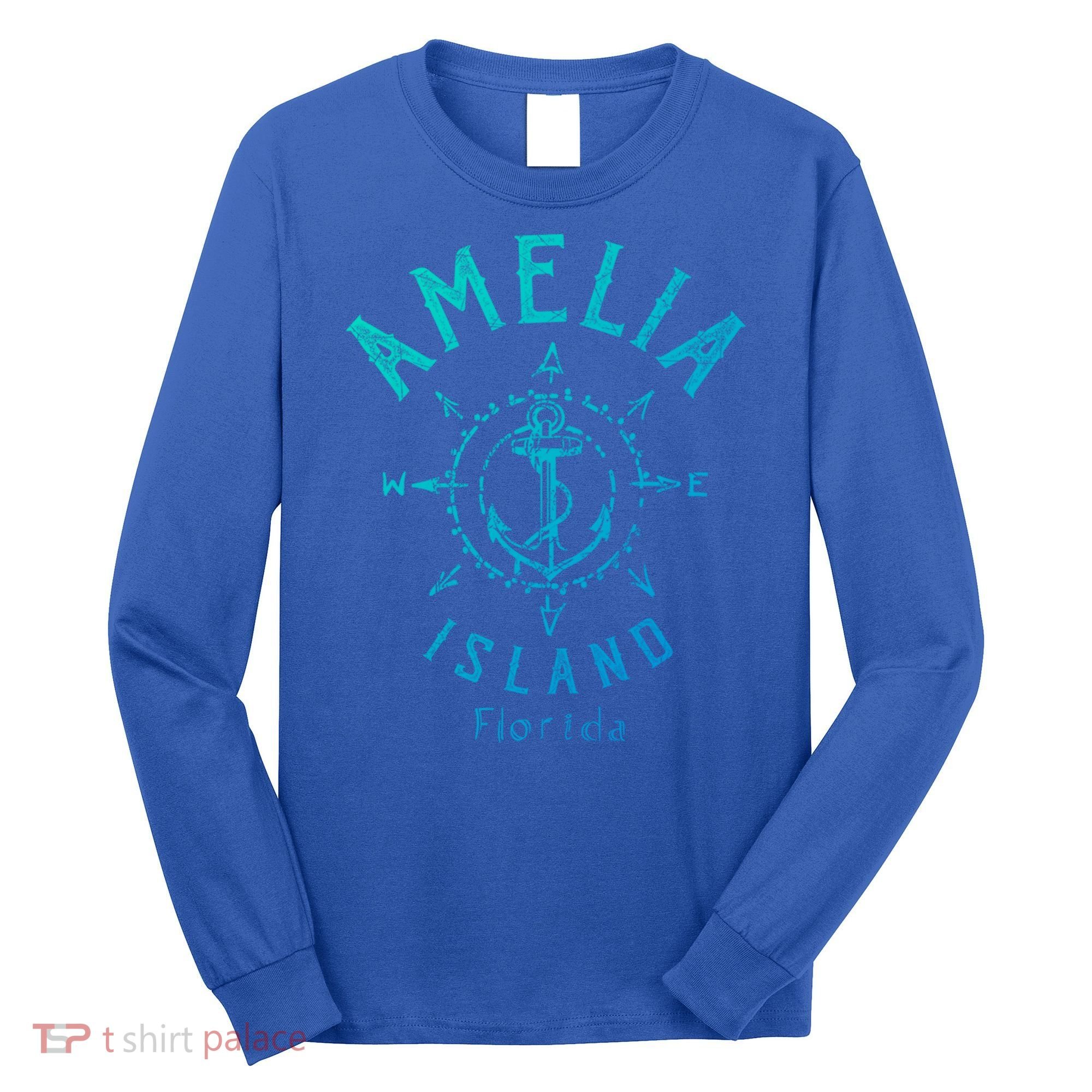 Amelia Island Compass Rose Florida Cute Gift Long Sleeve Shirt