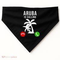 Aruba Is Calling Funny Vacation Souvenir Holiday Aruba USA-Made Doggie Bandana thumb 0