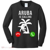 Aruba Is Calling Funny Vacation Souvenir Holiday Aruba Kids Long Sleeve Shirt thumb 0