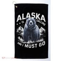 Alaska Is Calling And I Must Go, Alaskan Bear And Nature Golf Towel thumb 0