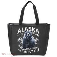 Alaska Is Calling And I Must Go, Alaskan Bear And Nature Tote Bag thumb 0