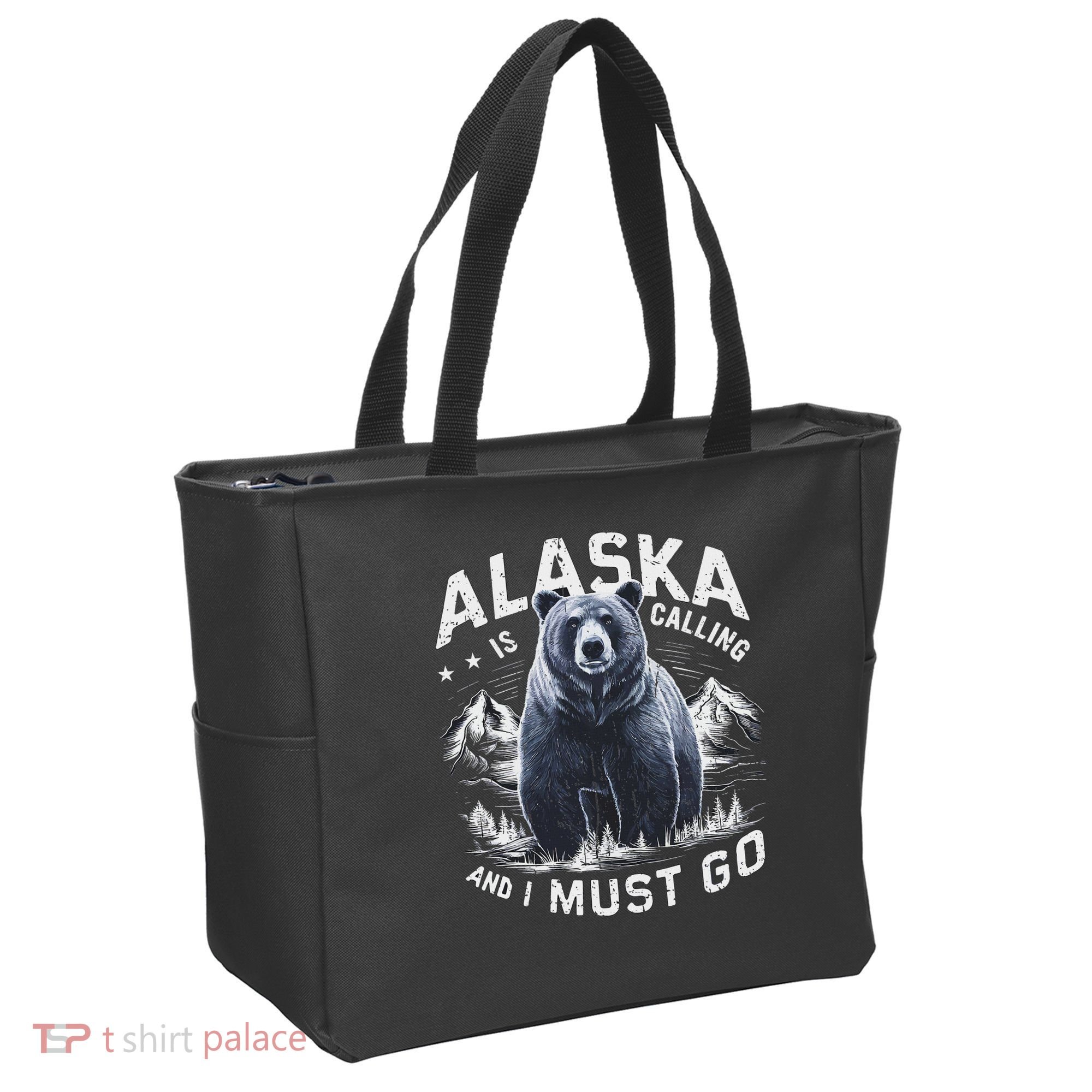 Alaska Is Calling And I Must Go, Alaskan Bear And Nature Tote Bag