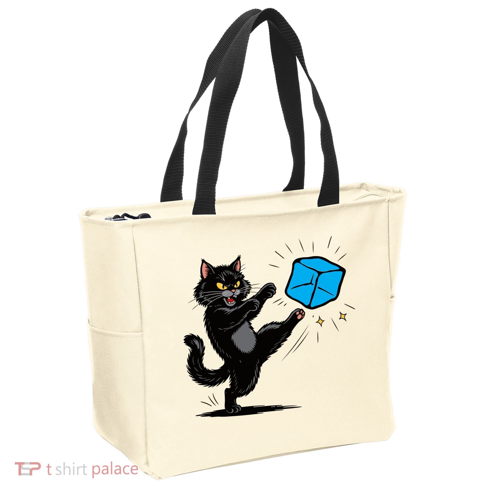 Anti ICE Funny Cat Kicking ICE  Tote Bag