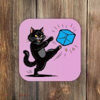 Anti ICE Funny Cat Kicking ICE  Coaster thumb 0