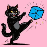 Anti ICE Funny Cat Kicking ICE  Coaster thumb 2