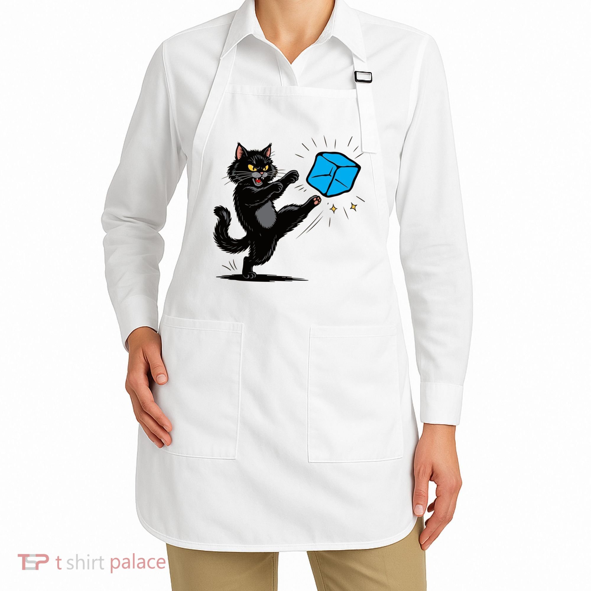 Anti ICE Funny Cat Kicking ICE  Apron