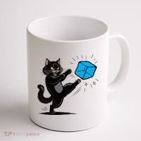 Anti ICE Funny Cat Kicking ICE  Coffee Mug thumb 1