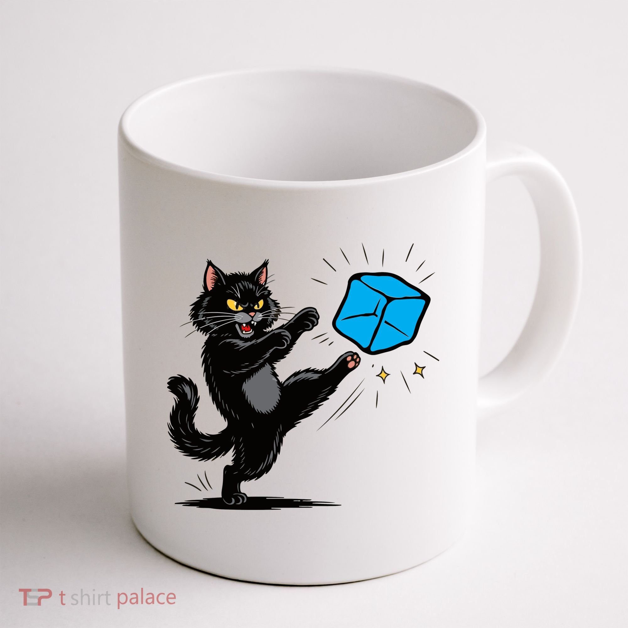 Anti ICE Funny Cat Kicking ICE  Coffee Mug