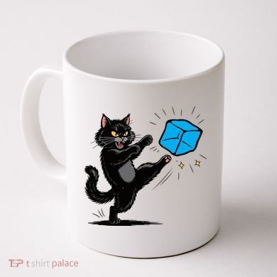 Anti ICE Funny Cat Kicking ICE  Coffee Mug