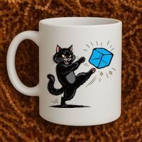 Anti ICE Funny Cat Kicking ICE  Coffee Mug thumb 2