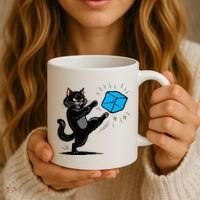 Anti ICE Funny Cat Kicking ICE  Coffee Mug thumb 3
