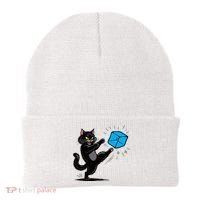 Anti ICE Funny Cat Kicking ICE  Beanie thumb 0