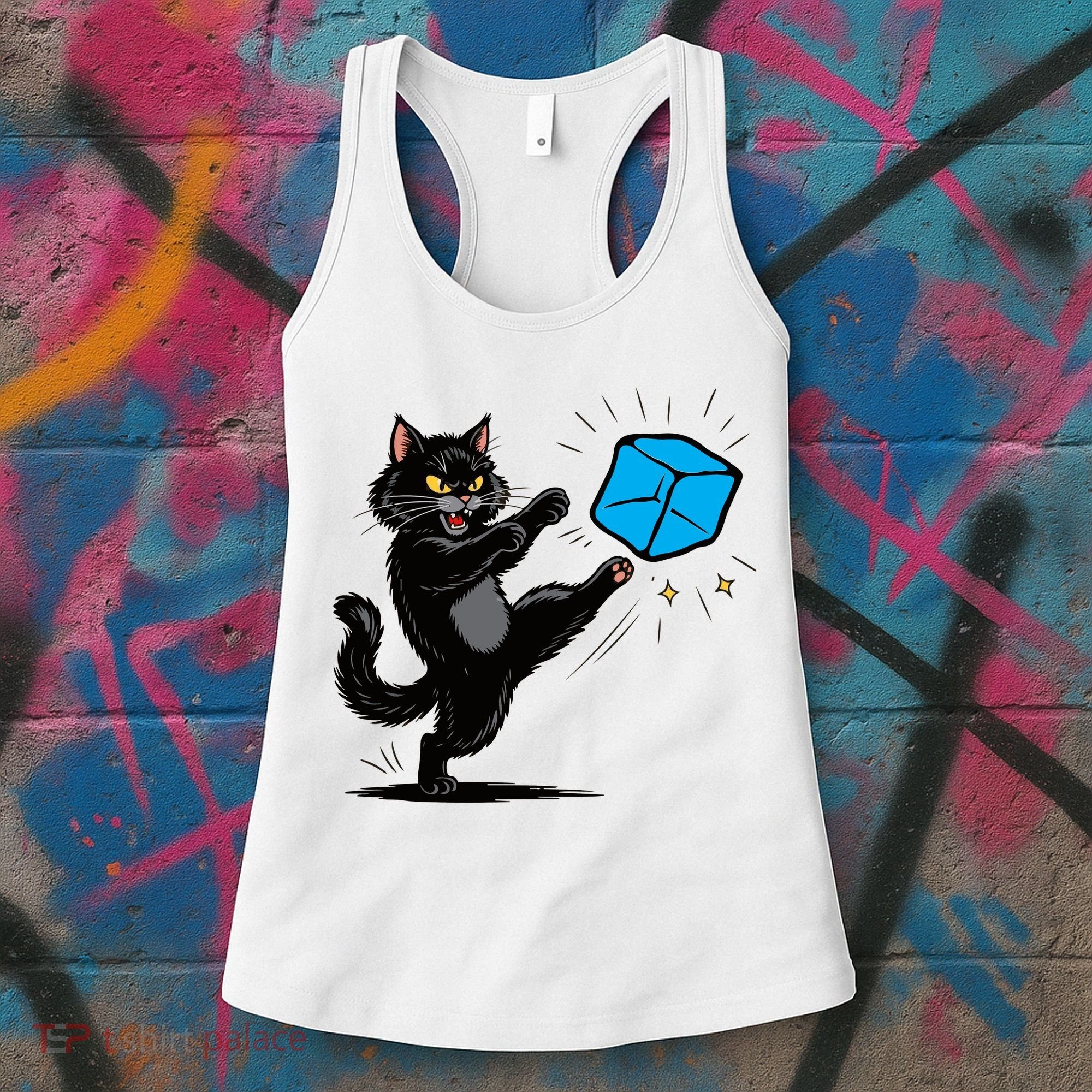 Anti ICE Funny Cat Kicking ICE  Women's Tank Top
